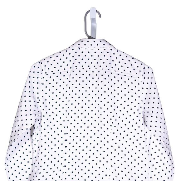 Chaps Ralph Lauren Women's Shirt Button Up White Polka Dot Preppy Blouse Top PS - Picture 6 of 8